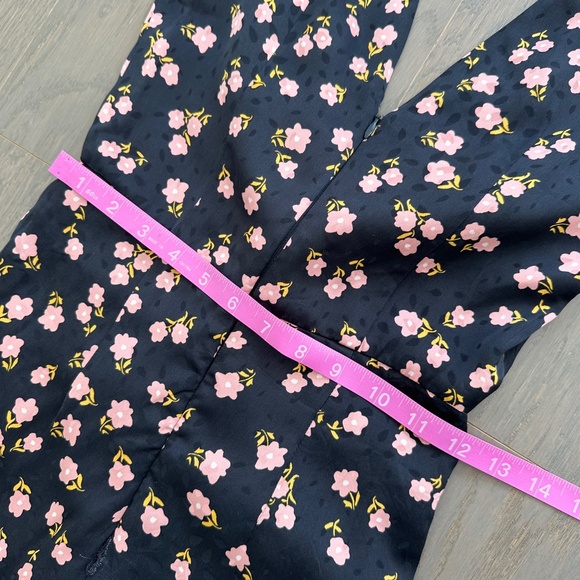 Self-Portrait Black Floral Sleeveless V-Neck Dress Button Ruffle Twist - US 2 - Picture 8 of 12